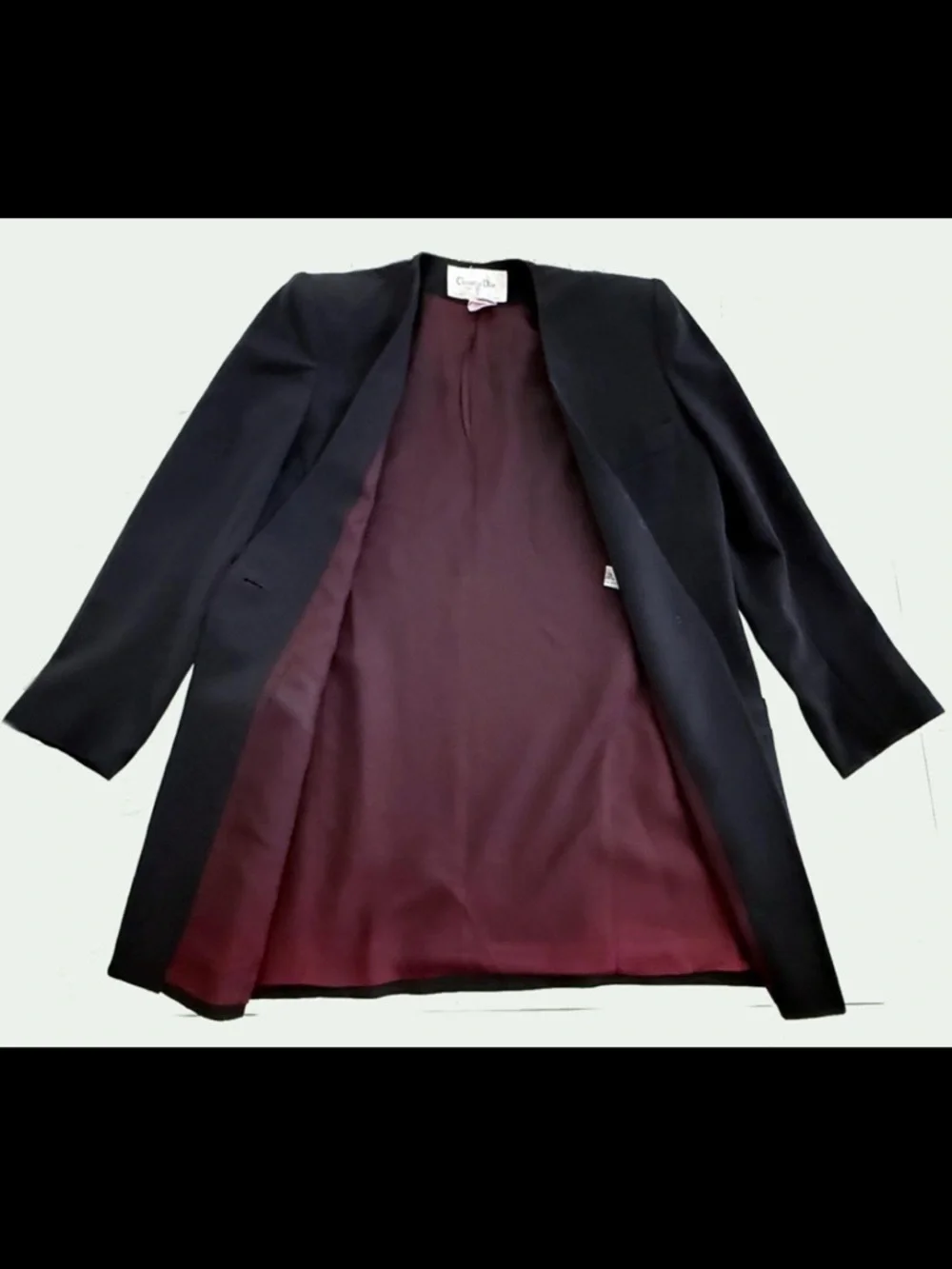 Vintage Christian Dior The Suit Collarless Blazer Jacket 100% Wool Sz 10